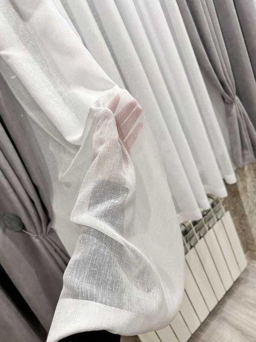 тюль льон і штори мікровелюр короткі висотою 1,7 метрів