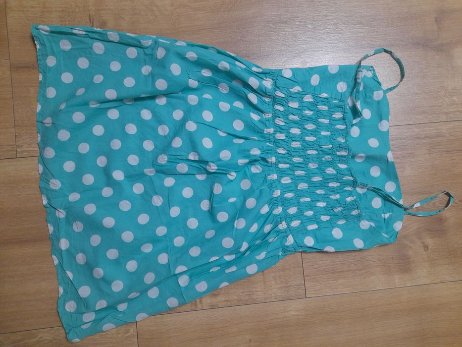 Tunika miętowa w grochy na ramiączkach rozm.L