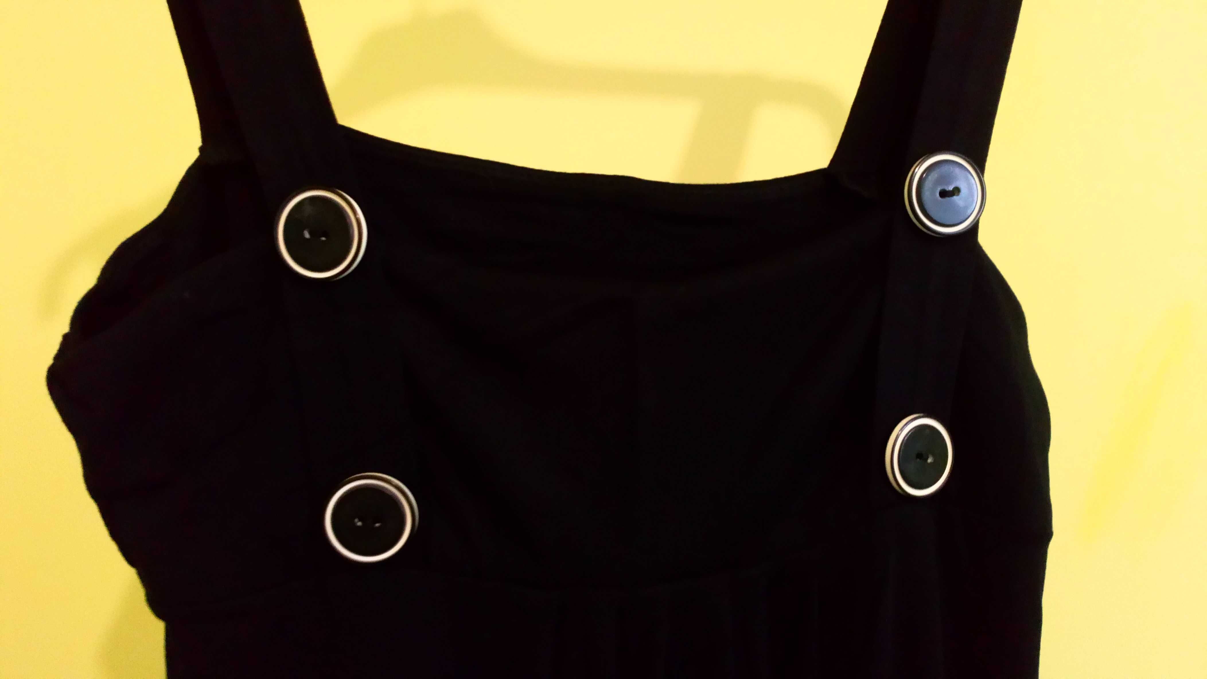 Oryginalna czarna tunika z ozdobnymi guzikami, Tokyo Fashion r. XL