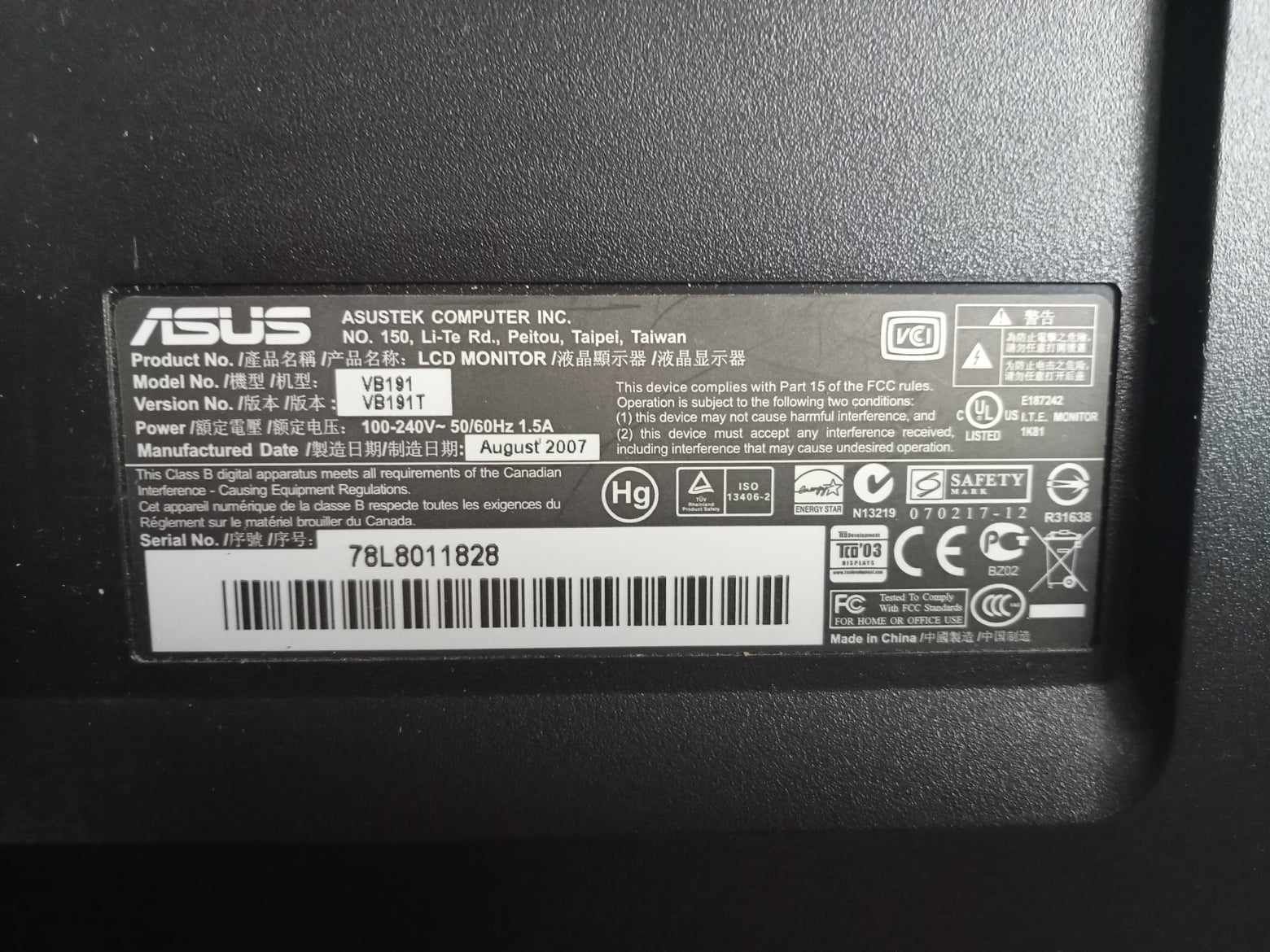 Monitor ASUS 19 cali