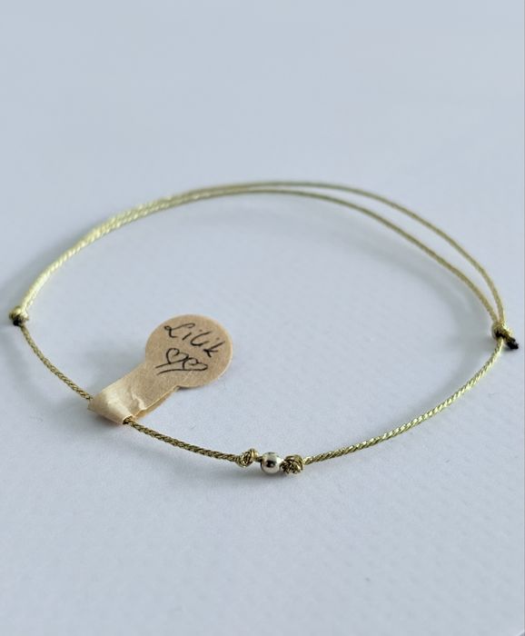 Bransoletka ZŁOTA kulka 585 sznurkowa sznurek na prezent na szczęście