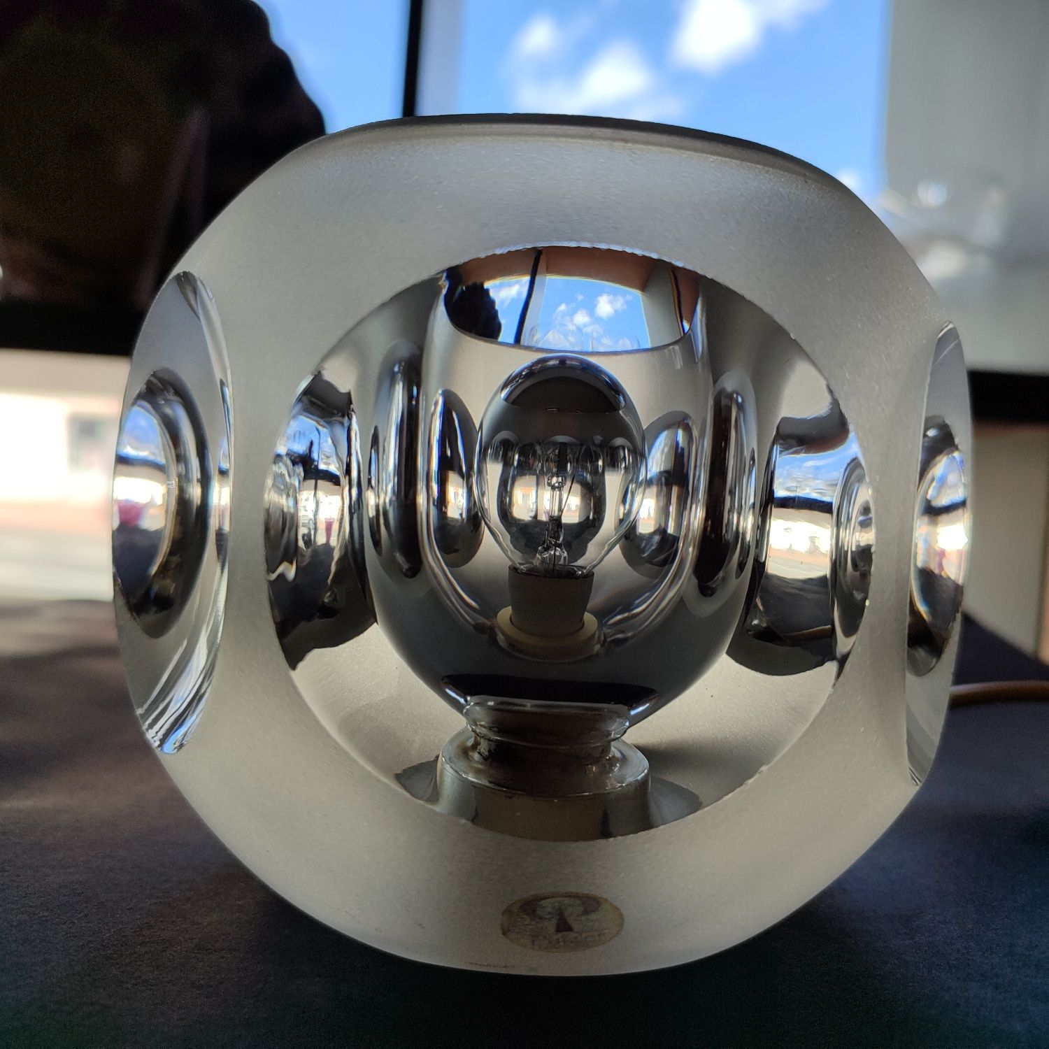 Szklana lampka kula optyczna Peil Putzler space age vintage