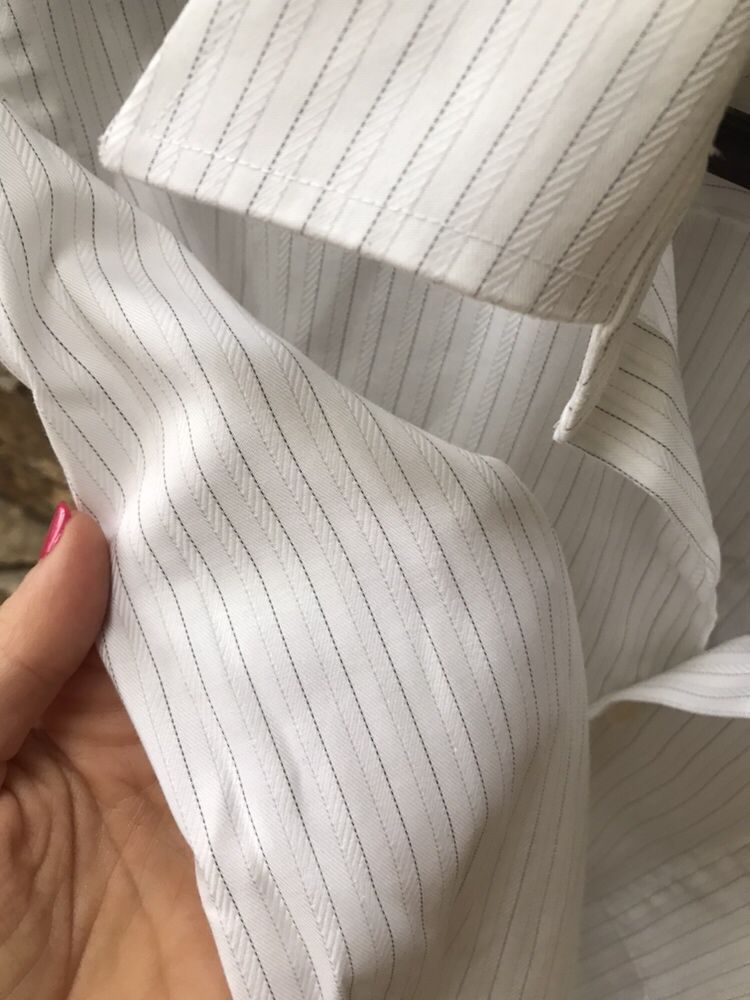 Koszula męska Seidensticker body fit biała prążek 40 bawełna