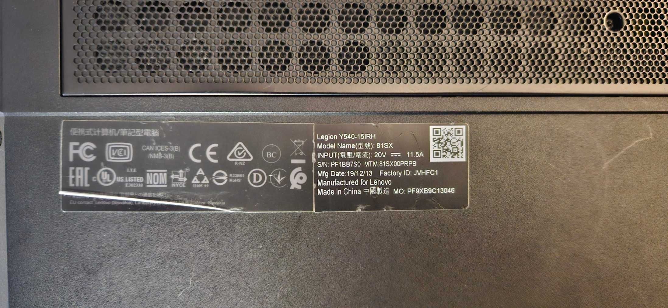 Lenovo Legion Y540-15 i7-9750H/16GB/256 GTX1660Ti