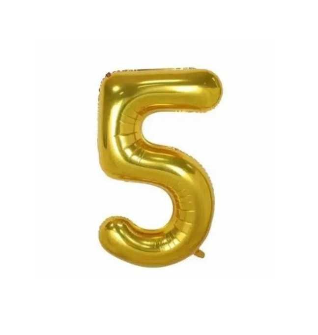 Złoty Balon Foliowy Cyfra 5 Urodzinowy Cyferka Duży 100cm