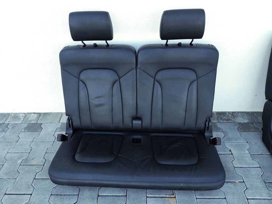 AUDI Q7 4L 05-15R FOTELE TYLNE KANAPA ZAGLOWKI TRZECI RZAD CZARNA SKORA 7 OSOB