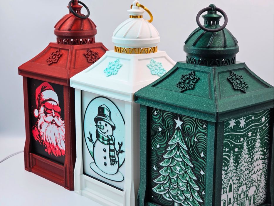 Новорічний ліхтар 3D друк| оптовий товар| Санта, сніговик, ялинка