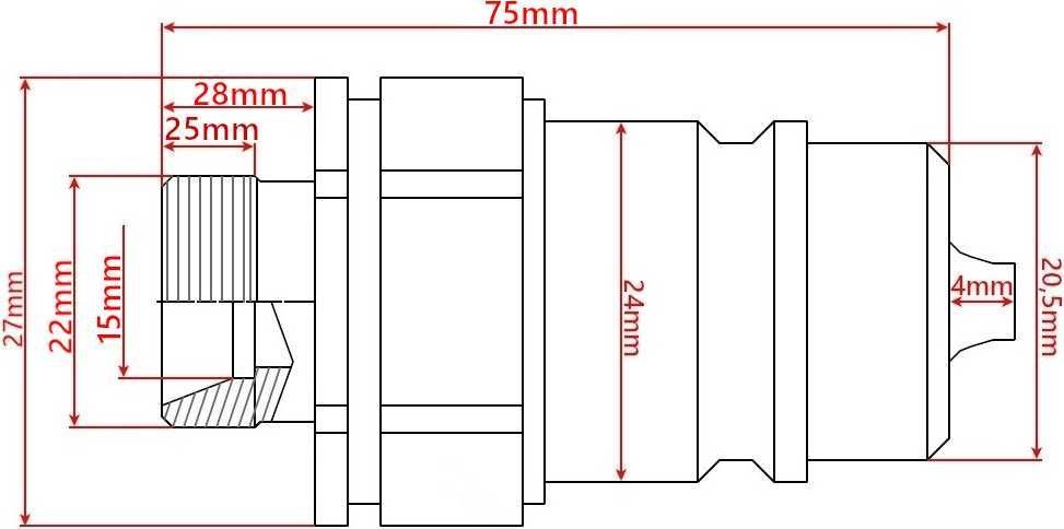 Szybkozłącze Hydrauliczne Długie Euro Wtyczka M22 [1749]