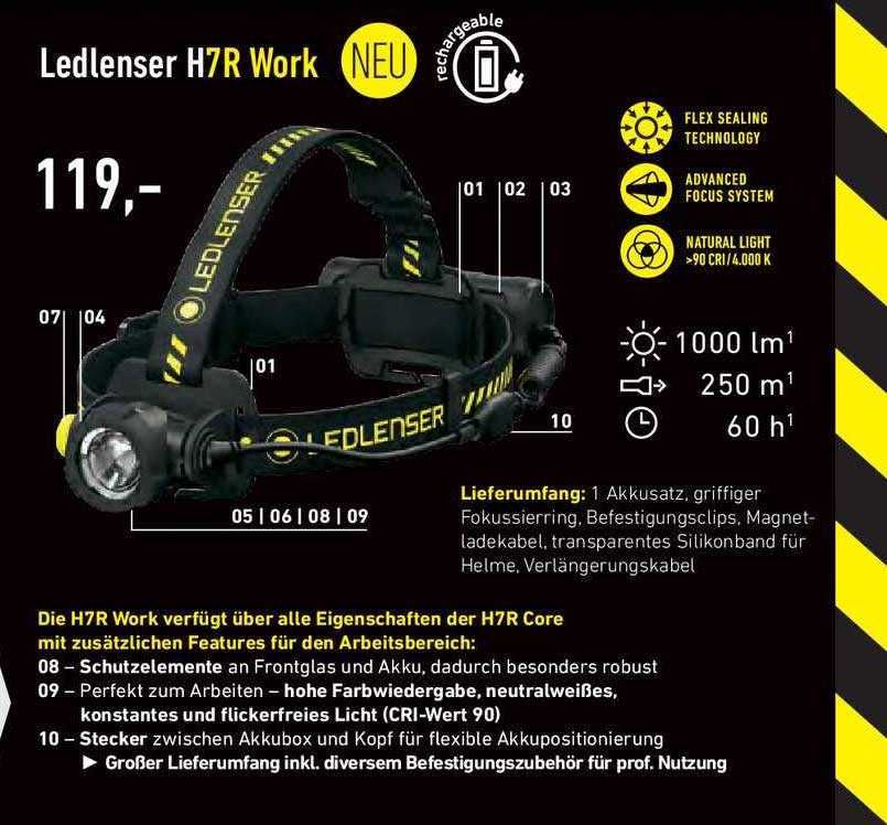 Lanterna De Cabeça Ledlenser H7r Work NOVA