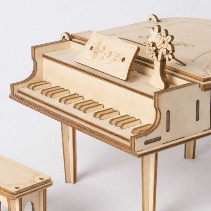 Puzzle Drewniane Robotime 3D Model Pianino Fortepian Grand Piano 74 el