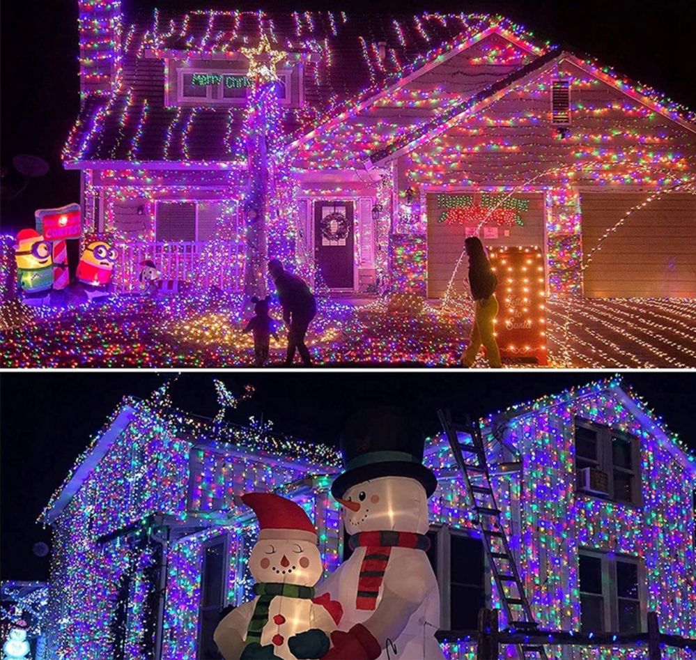 MOCNE Lampki Choinkowe Świąteczne Zewnętrzne Wewnętrzne 500 LED