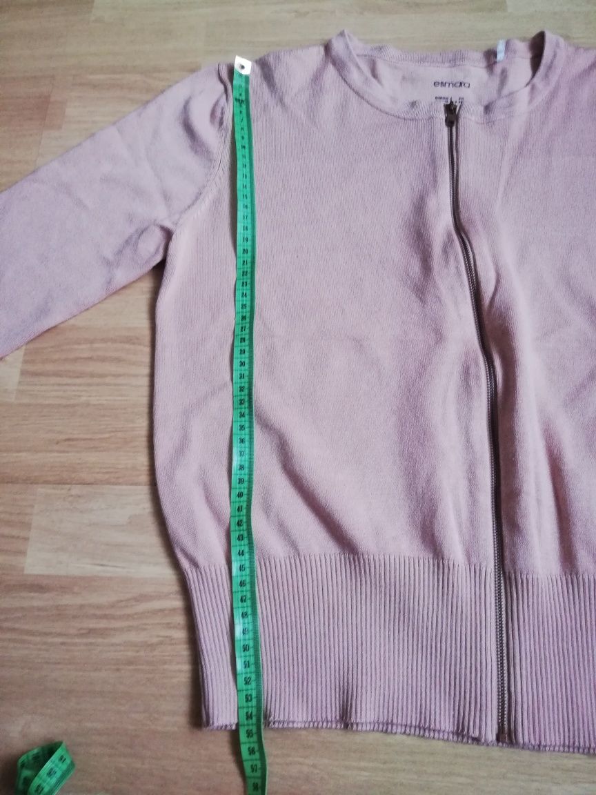 Sweter zapinany na zamek S M 36 38 brudny róż krótki kardigan bomber