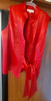 Elegancka bluzka czerwony atłas rozmiar 44