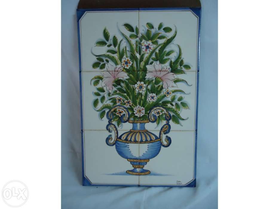 Painel de Azulejos Pintado à Mão – 45 x 30 cm (6 Peças de 15 x 15 cm)