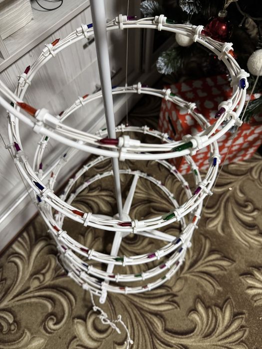 Дизайнерська спіральна розбірна ялинка з LED лампами висота 1.80 м