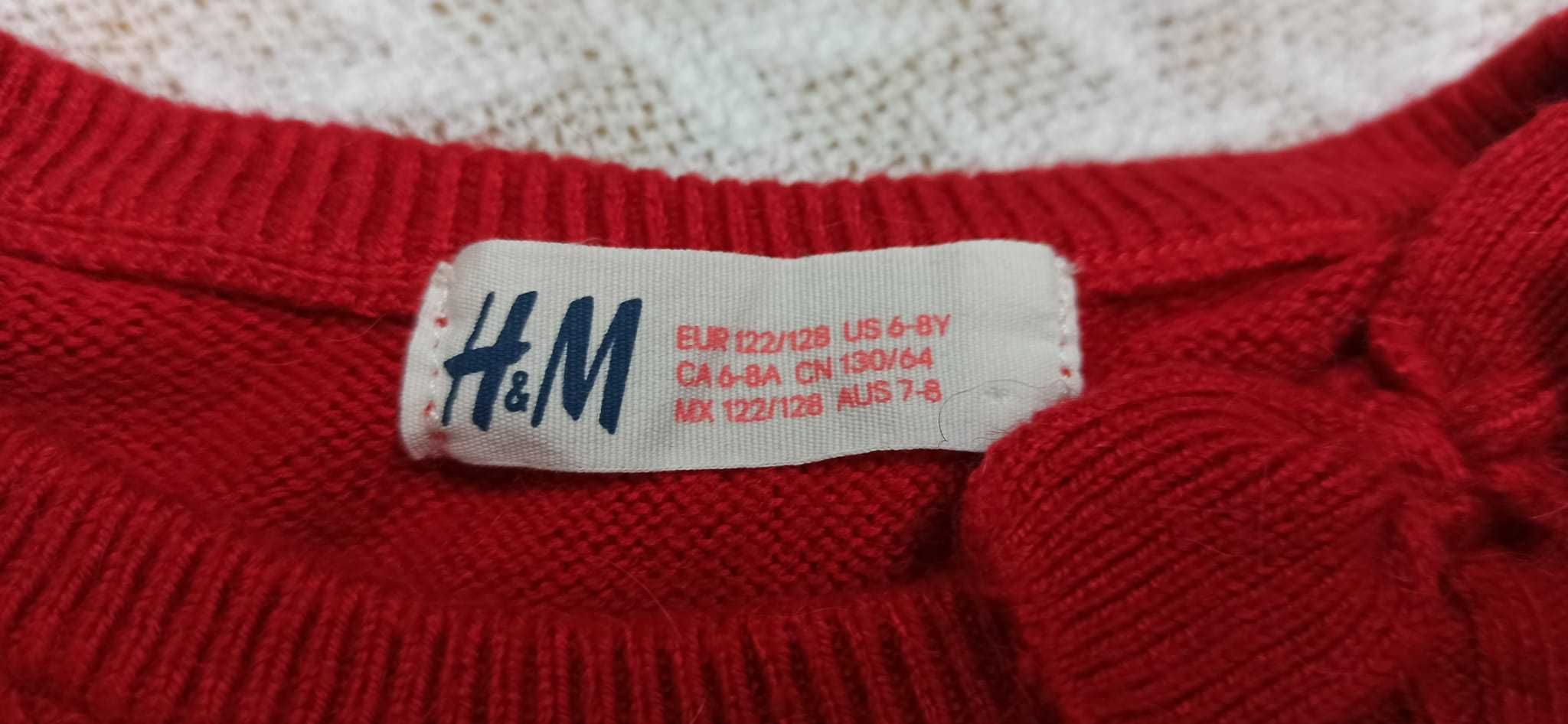 Czerwony sweterek z H&M 122/128