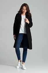 Klasyczny płaszcz wiązany pasek kieszenie CZARNY S/M