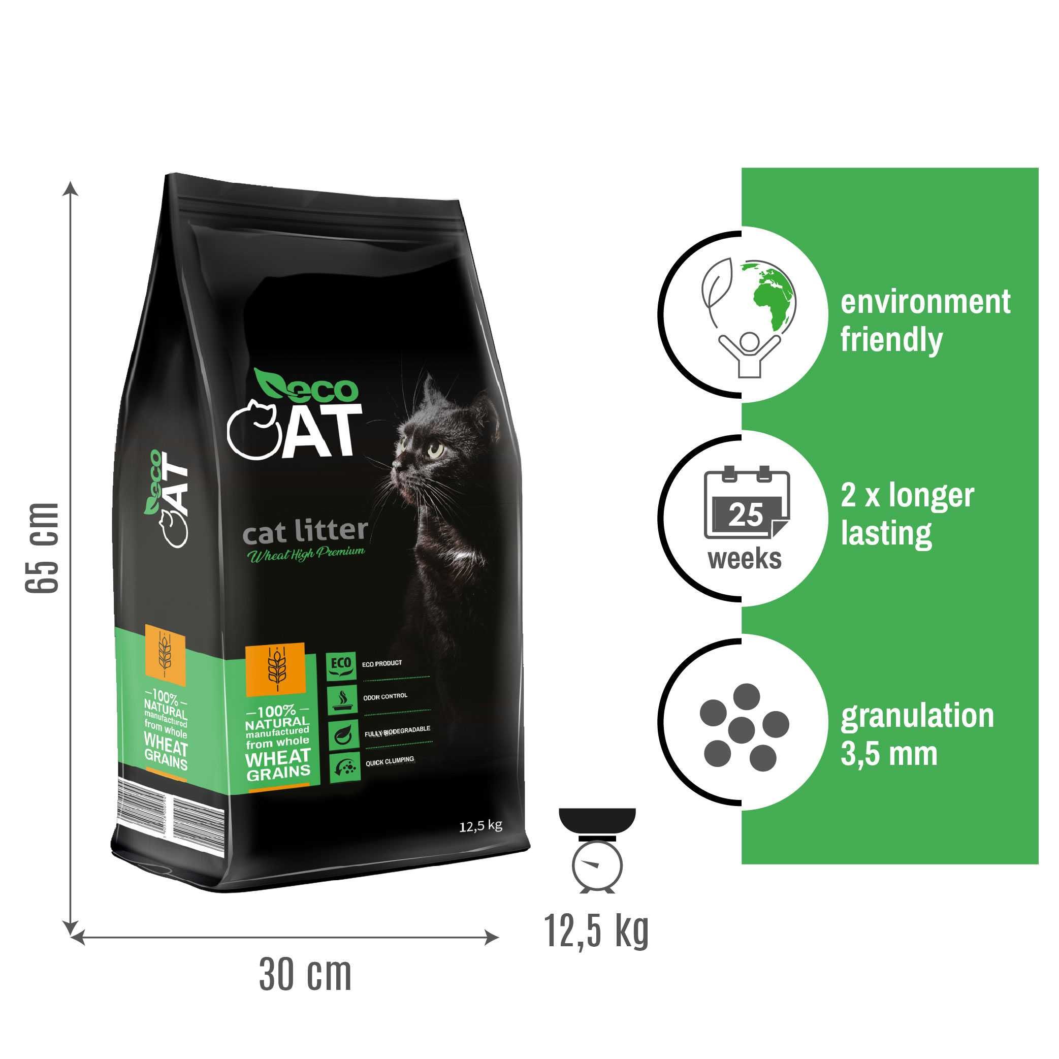 żwirek organiczny zbrylający Eco Cat Wheat High Premium 12,5kg