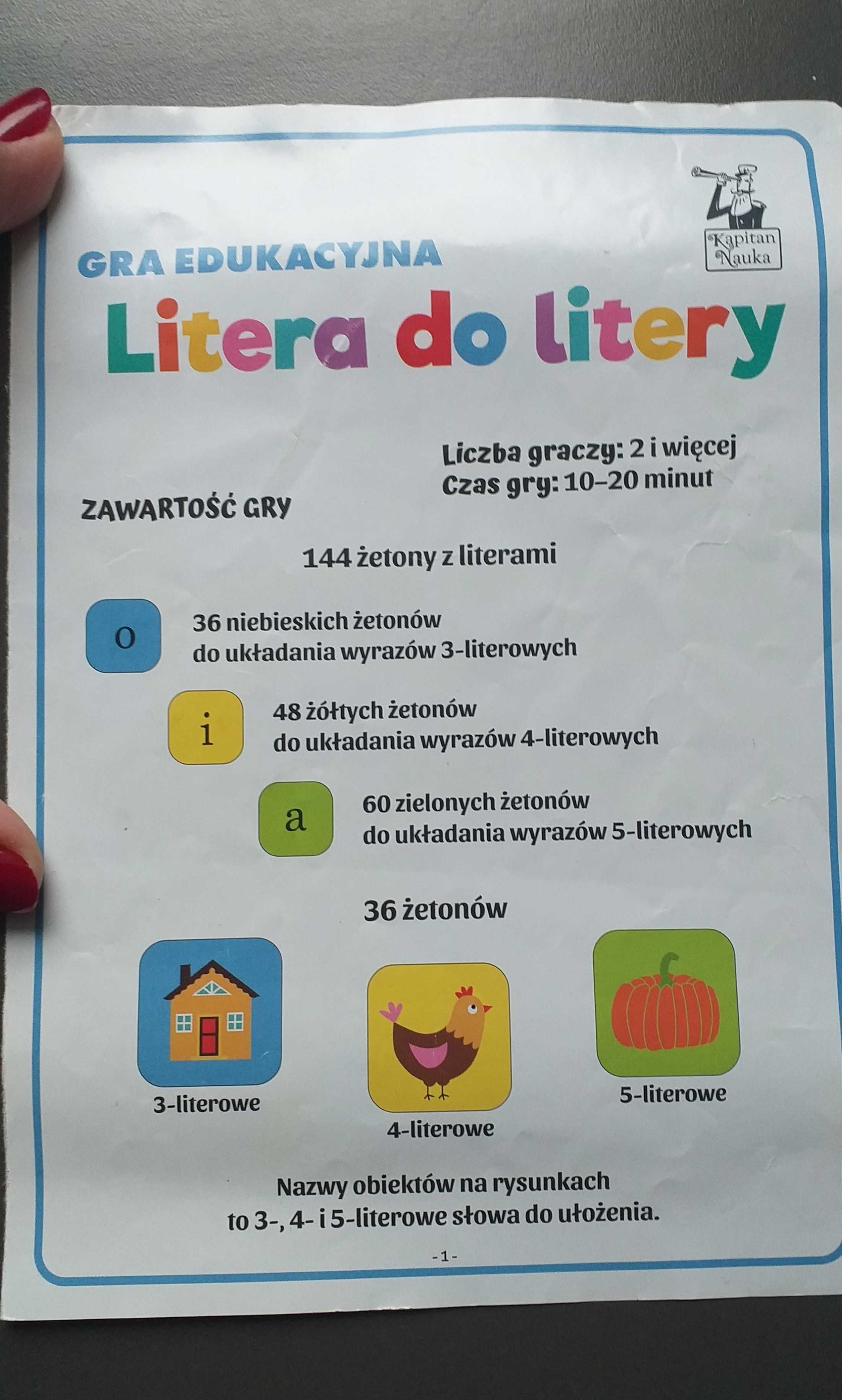 Gra edukacyjna "Litera do litery" - nauka czytania i literowania