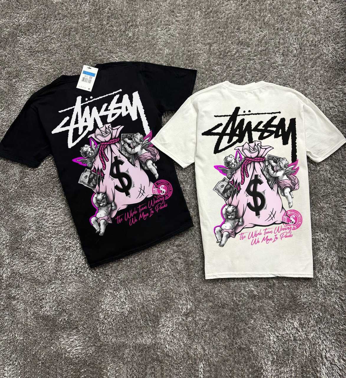 Новая футболка Stussy — Fuzzy Ice — Чорна / Біла — Стусси — С М Л ХЛ