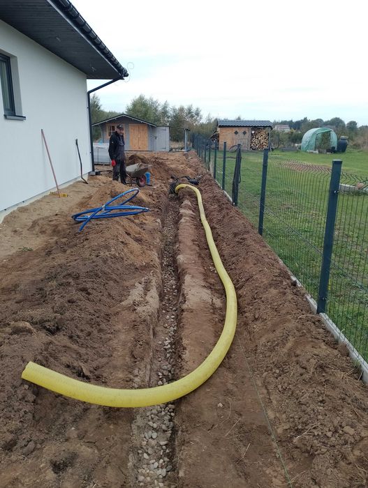 Odwodnienia budynków działek Przepusty pod zjazdami Brukarstwo. Tarasy