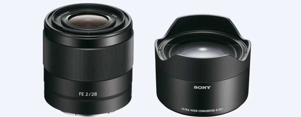 Sony FE 28mm f/2 SEL28F20 + Conversor Grande Angular 0.75x SEL28F20UWC