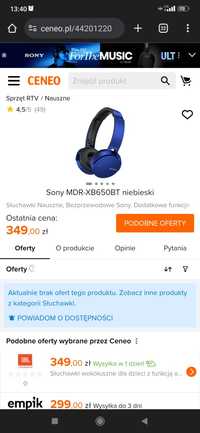 Słuchawki Sony w bardzo dobrym stanie , odbiór osobisty, m. Pruszków