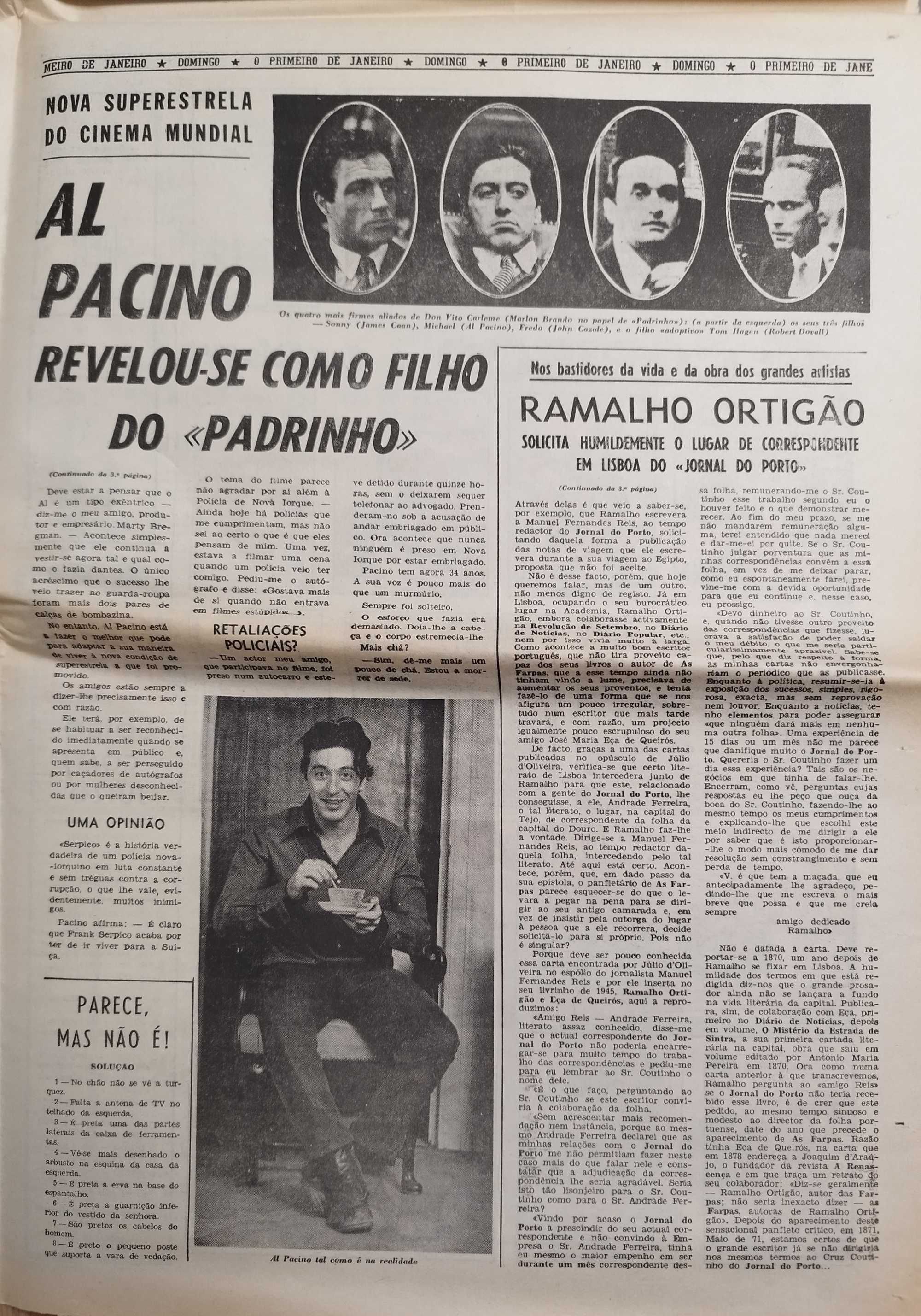 Jornal 1° Janeiro de 3 Maio de 1974- após 25 abril 74