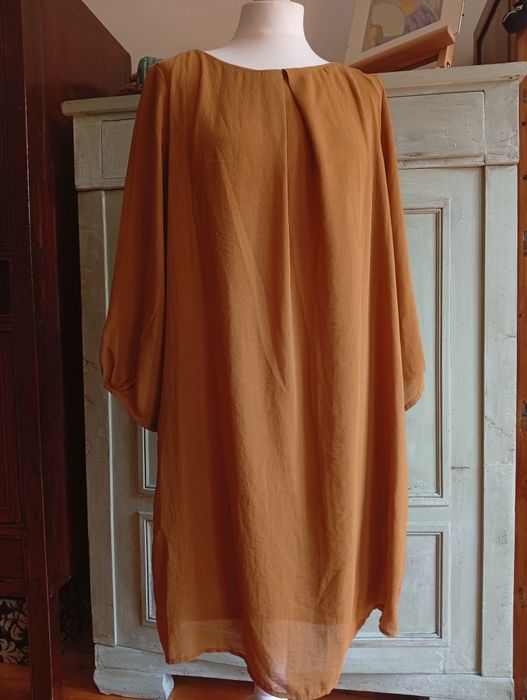 Sukienka na lato marki H&M, musztardowa, 44