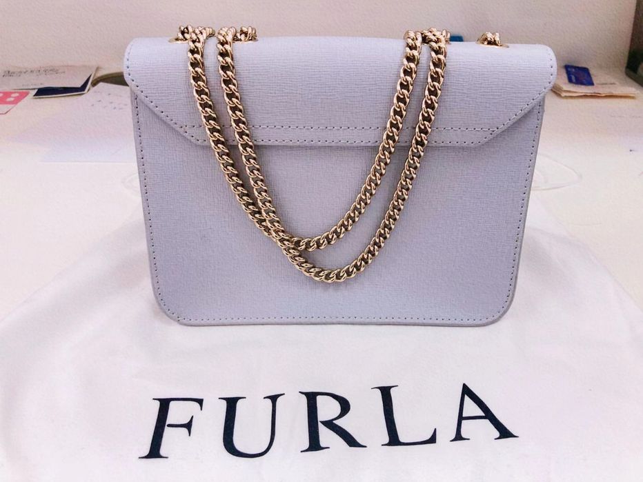 Mala de pele Cinza ombro tiracolo Furla Metropolis