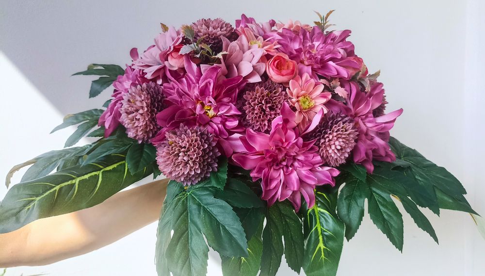 Wiązanka Nagrobna Fuksja Rękodzieło Wszystkich Świętych Stabilizowany