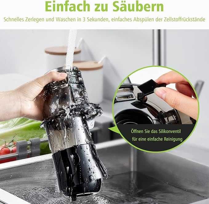 AOBOSI Slow Juicer Sokowirówka z Funkcją Odwrotną 2 Rozmiarami Filtra