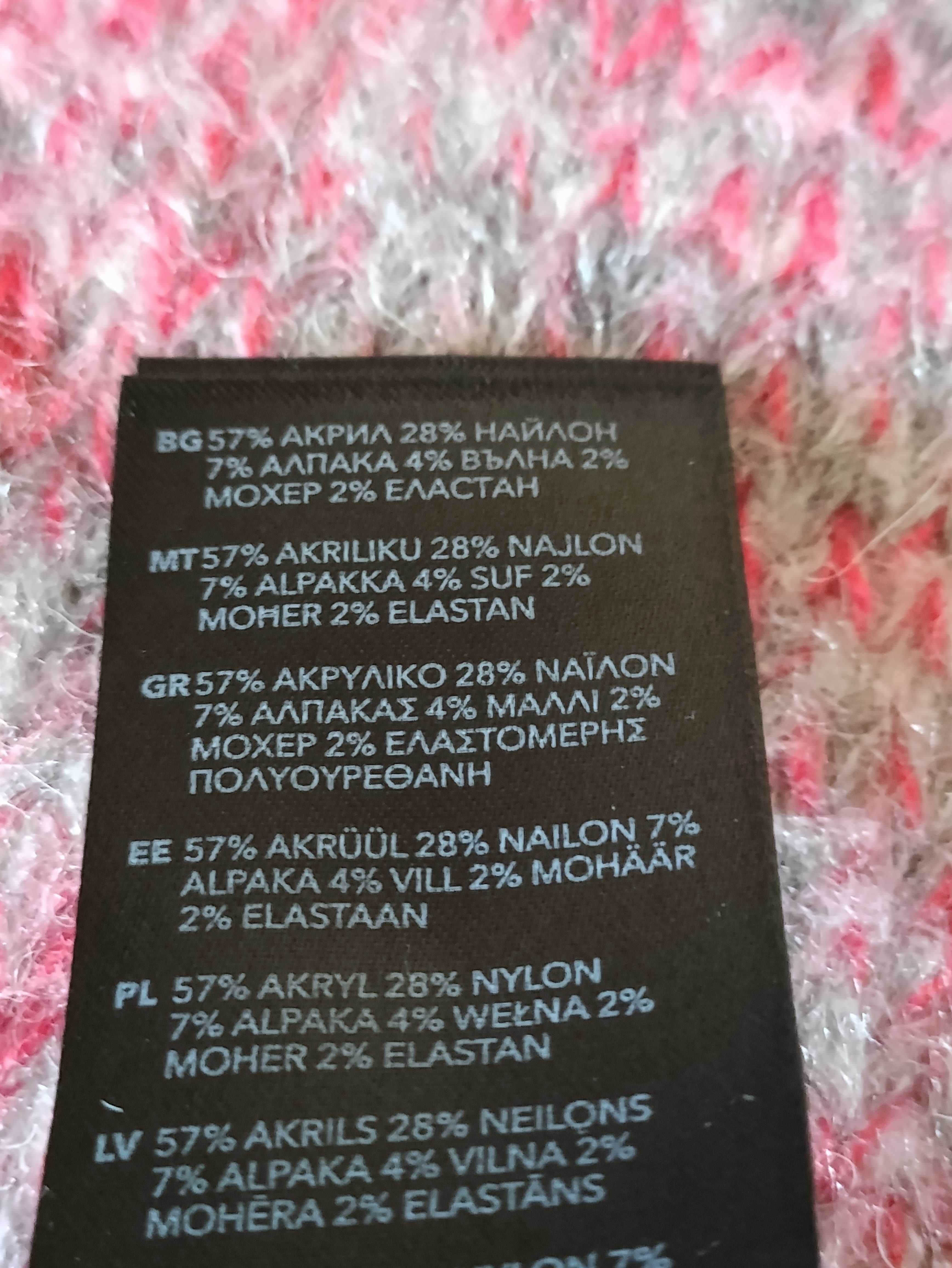 Szalik Mantaray wełna alpaka moher róż szary okazja