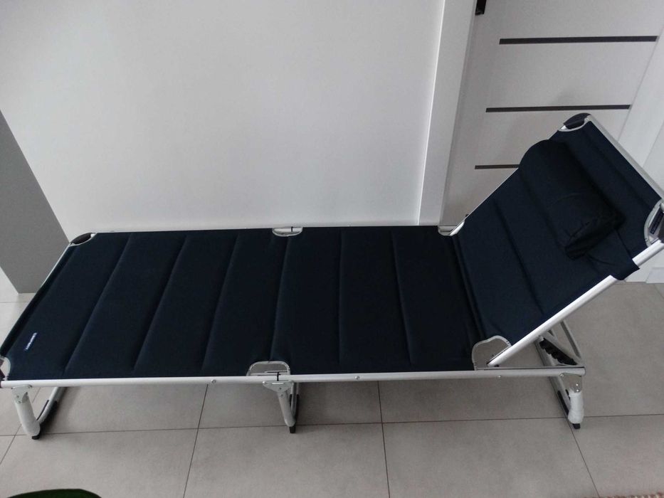 Leżak tarasowy ogrodowy aluminiowy Campart Perugia granatowy