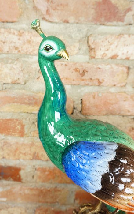 DOSTOJNY paw duża figura porcelanowa okuta brązem wys65cm