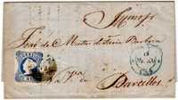 RARO Primeiro Selo Postal Português em Sobrescrito Original - 1855