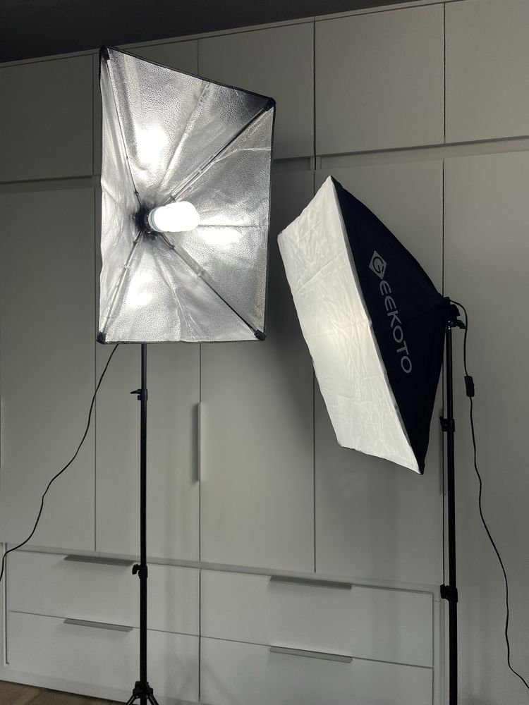 Softbox oświetlenie fotograficzne 2 x CFL 85W 5400K żarówka