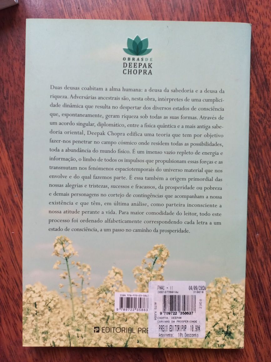 Vendo livro de Deepak Chopra: O caminho da prosperidade