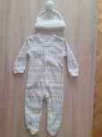 unisex pajac z czapeczką uroczy komplecik 6-9m.