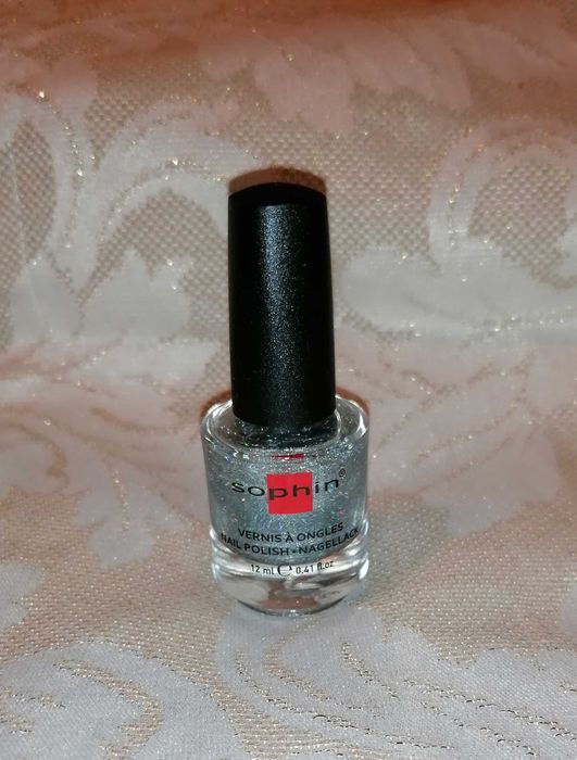 Лак для ногтей Sophin 374 Glamour 12ml серебро с яркими блестками