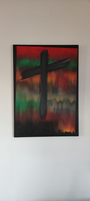 Krzyż akryl ręcznie malowany