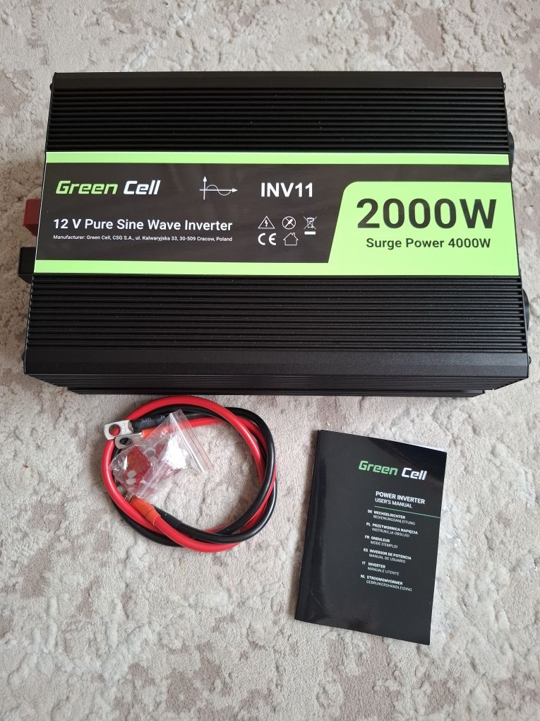 Перетворювач (інвертор) DC-AC Green Cell INV11 12V/230V 2000W/4000W Pu
