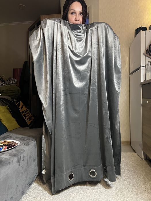 Штори з люверсами сірі велюр