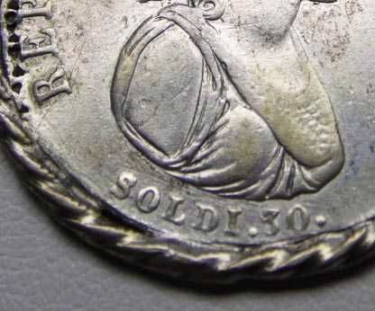 Srebrna zawieszka oprawiona moneta 30 Soldi 1801r. (IX) - Milan