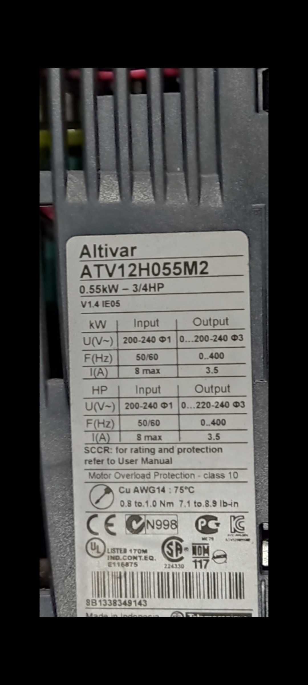 Частотний перетворювач ATV12H055M2 , 1ф, 0,55 квт