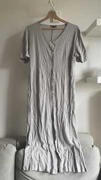 Długa szara  narzutka sukienka kardigan L 40 wiskoza