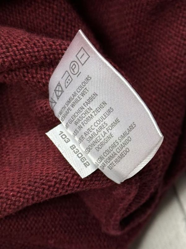 Gant Bawełniany Sweter w Serek Męski Logo na Piersi Burgundowy r. 3xl