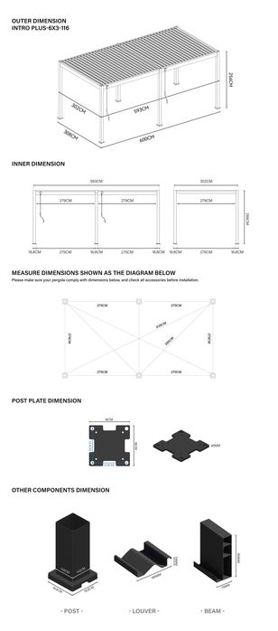 Pergola aluminiowa zadaszenie żaluzjowe - wolnostojąca