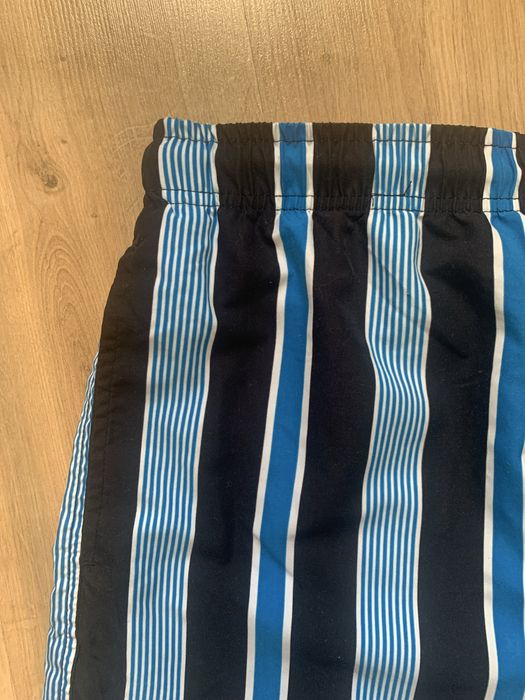 Krótkie czarne spodenki do pływania kąpielówki paski retro vintage XL