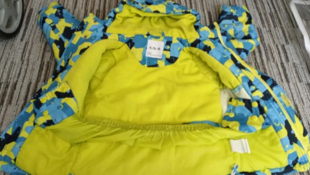 Kurtka chłopięca zimowa narciarska wzorzysta polar kaptur 5.10.15